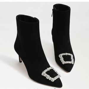 Sam Edelman Black Ankle Boots with Silver Embellishments